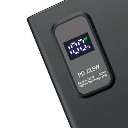 Power Bank με οθόνη LED Power Delivery 10000 mAh 3,7V μαύρο