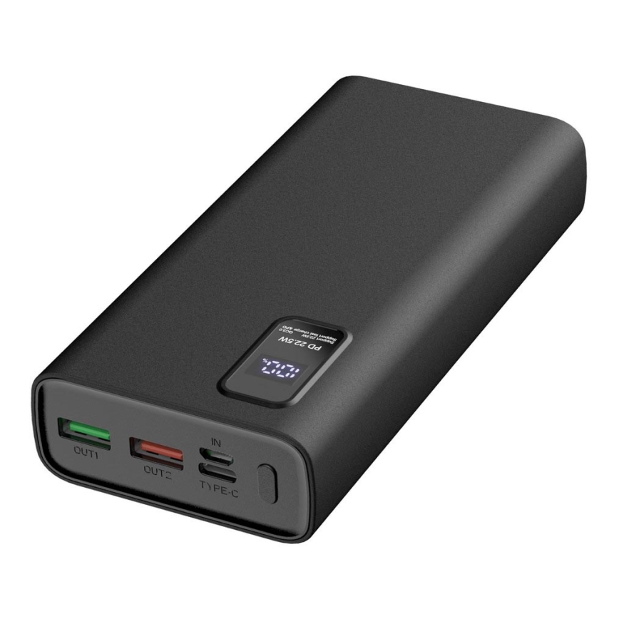 Power Bank με οθόνη LED Power Delivery 20000 mAh 3,7V μαύρο