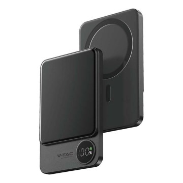 Power Bank με οθόνη και ασύρματη φόρτιση Power Delivery 5000mAh/20W/5V μαύρο