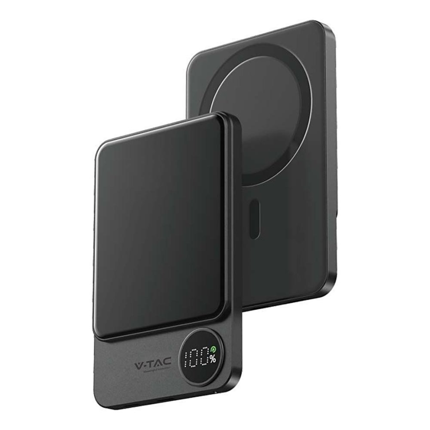 Power Bank με οθόνη και ασύρματη φόρτιση Power Delivery 5000mAh/20W/5V μαύρο