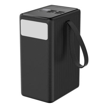 Powerbank 80000 mAh, 65 W, με υποστήριξη Power Delivery, 4xUSB-A + 2xUSB-C, με ενσωματωμένο LED φακό και καλώδιο USB-C 1m, μαύρο