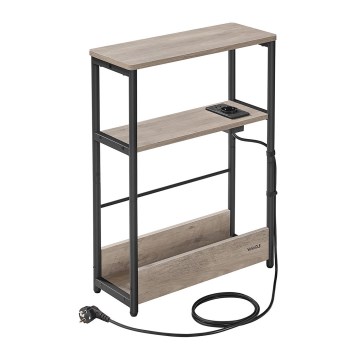 Πρακτικό τραπεζάκι με ενσωματωμένη πρίζα και θύρες USB ROD καφέ/μαύρο