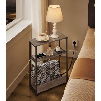 Πρακτικό τραπεζάκι με ενσωματωμένη πρίζα και θύρες USB ROD καφέ/μαύρο