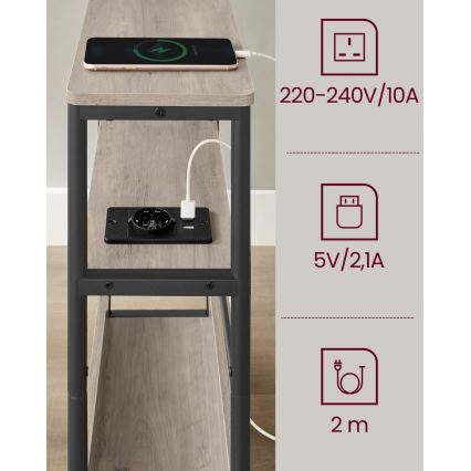 Πρακτικό τραπεζάκι με ενσωματωμένη πρίζα και θύρες USB ROD καφέ/μαύρο