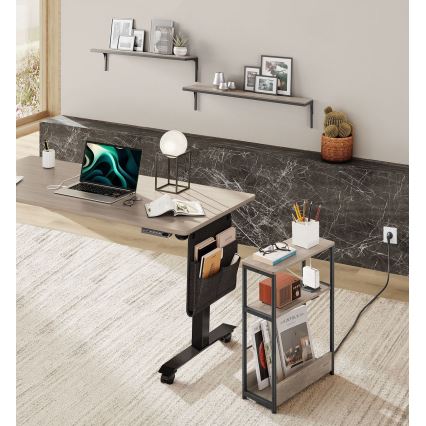 Πρακτικό τραπεζάκι με ενσωματωμένη πρίζα και θύρες USB ROD καφέ/μαύρο