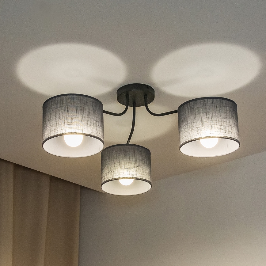 Προσαρτημένο φωτιστικό οροφής ALBA 3xE27/15W/230V, γκρι