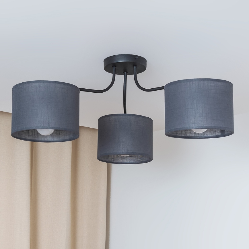 Προσαρτημένο φωτιστικό οροφής ALBA 3xE27/15W/230V, γκρι