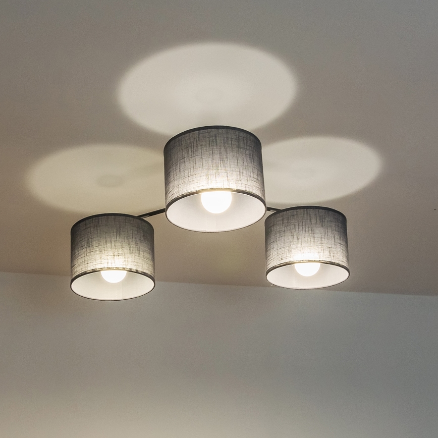 Προσαρτημένο φωτιστικό οροφής ALBA 3xE27/15W/230V, γκρι