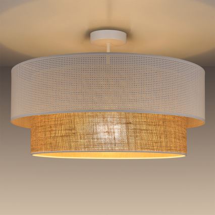 Προσαρτημένο φωτιστικό οροφής BORHO 1xE27/60W/230V Ø 50 cm λευκό/γιούτα