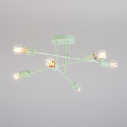 Προσαρτημένο φωτιστικό οροφής CAMBRIDGE 6xE27/15W/230V πράσινο