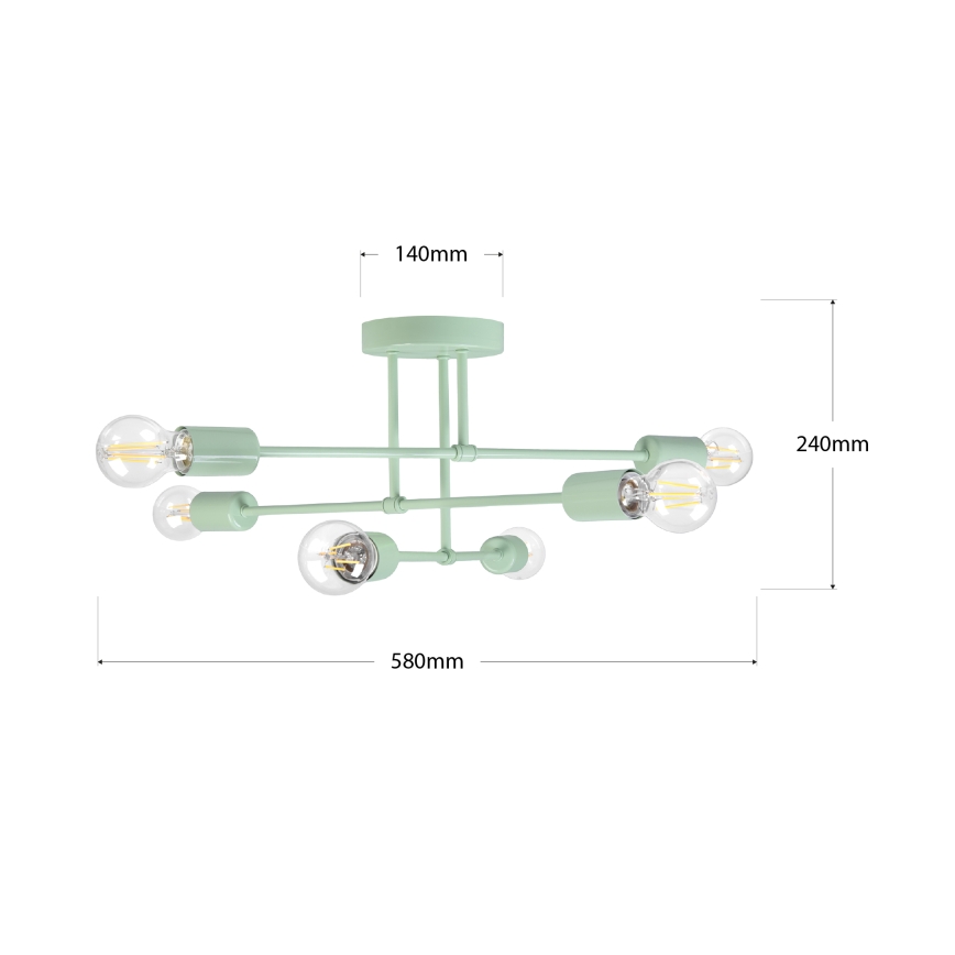 Προσαρτημένο φωτιστικό οροφής CAMBRIDGE 6xE27/15W/230V πράσινο