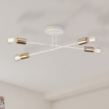 Προσαρτημένος πολυέλαιος οροφής CAMBRIDGE 4xE27/15W/230V ορείχαλκος/λευκό
