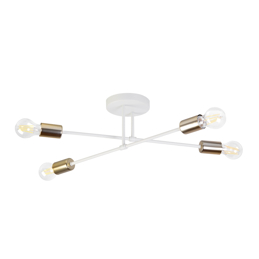 Προσαρτημένος πολυέλαιος οροφής CAMBRIDGE 4xE27/15W/230V ορείχαλκος/λευκό