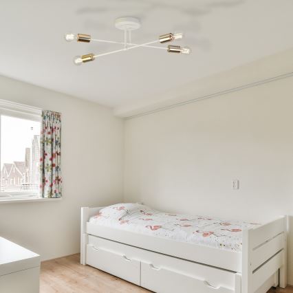 Προσαρτημένος πολυέλαιος οροφής CAMBRIDGE 4xE27/15W/230V ορείχαλκος/λευκό