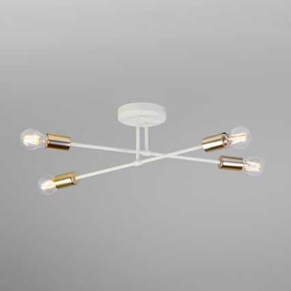 Προσαρτημένος πολυέλαιος οροφής CAMBRIDGE 4xE27/15W/230V ορείχαλκος/λευκό