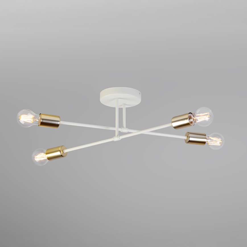 Προσαρτημένος πολυέλαιος οροφής CAMBRIDGE 4xE27/15W/230V ορείχαλκος/λευκό