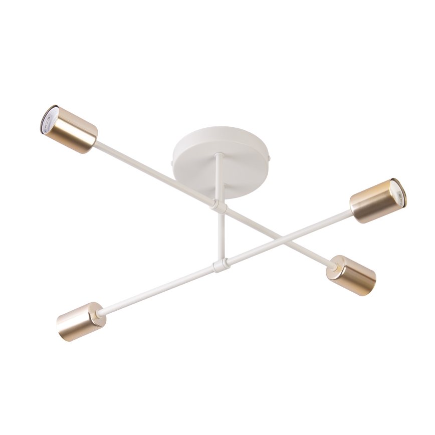 Προσαρτημένος πολυέλαιος οροφής CAMBRIDGE 4xE27/15W/230V ορείχαλκος/λευκό