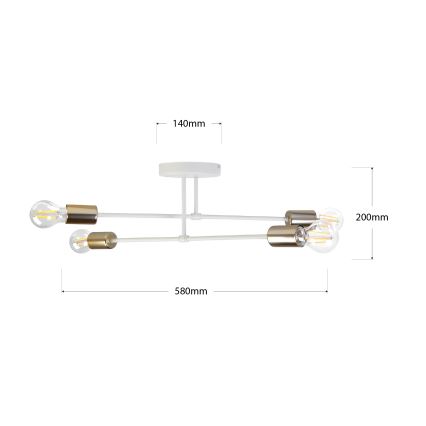 Προσαρτημένος πολυέλαιος οροφής CAMBRIDGE 4xE27/15W/230V ορείχαλκος/λευκό