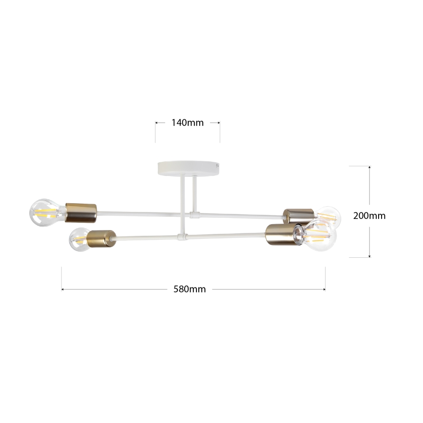Προσαρτημένος πολυέλαιος οροφής CAMBRIDGE 4xE27/15W/230V ορείχαλκος/λευκό