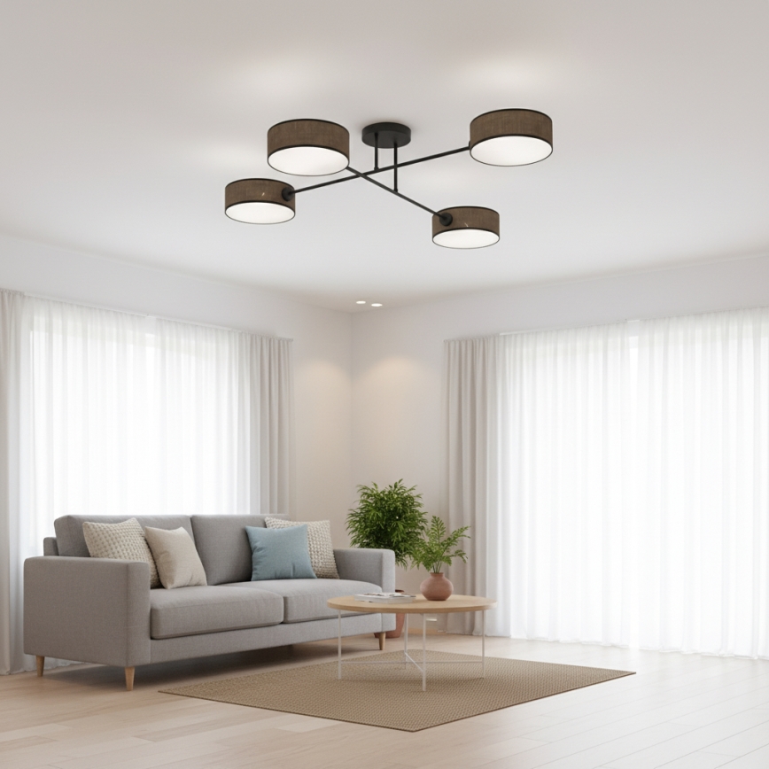 Προσκολλητό φωτιστικό οροφής MAGA 4xE14/10W/230V καφέ