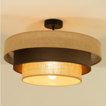 Προσκολλητό φωτιστικό οροφής WENTA 1xE27/60W/230V διάμ. 50 εκ. γιούτα/καφέ