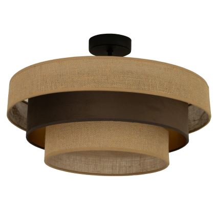 Προσκολλητό φωτιστικό οροφής WENTA 1xE27/60W/230V διάμ. 50 εκ. γιούτα/καφέ