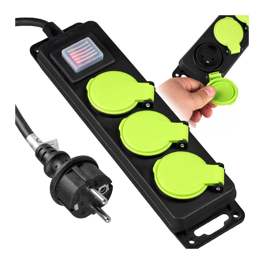 Προέκταση με διακόπτη, 3 υποδοχές, 10 m, IP44