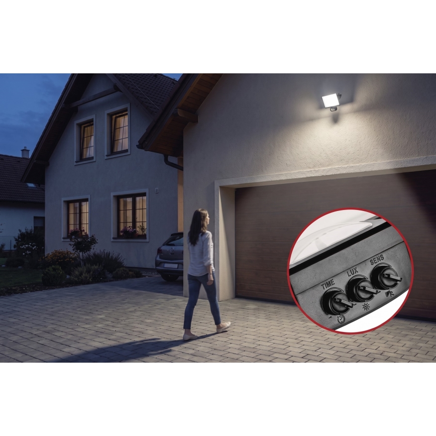 LED προβολέας με αισθητήρα κίνησης και λυκόφωτος TAMBO EVO LED/30W/230V 4000K IP44 μαύρο