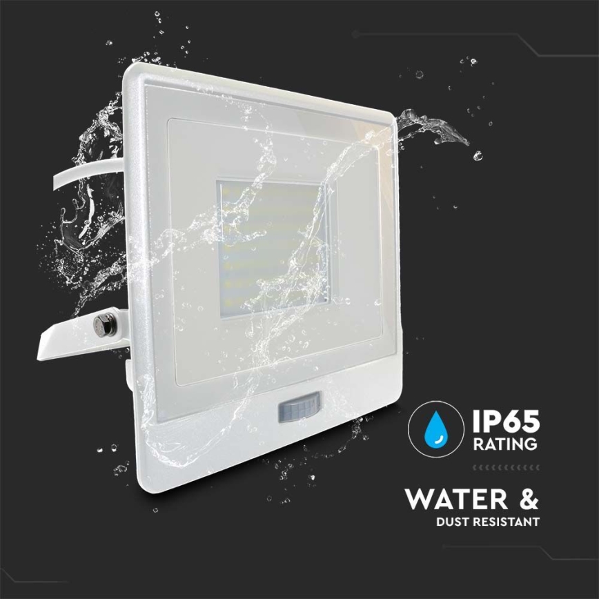 Προβολέας LED με αισθητήρα LED/50W/230V 4000K IP65 λευκό