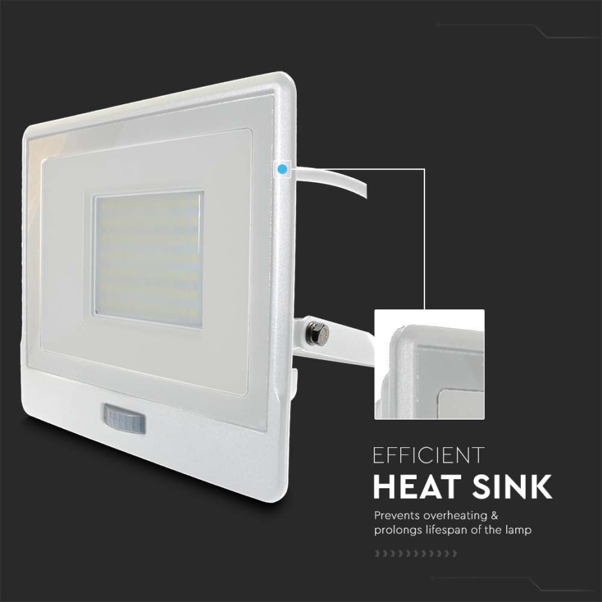 Προβολέας LED με αισθητήρα LED/50W/230V 4000K IP65 λευκό