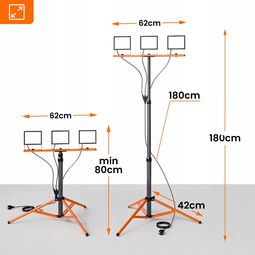 Προβολέας LED με τρίποδο 3xLED/50W/230V 4500K IP65 μαύρο/πορτοκαλί