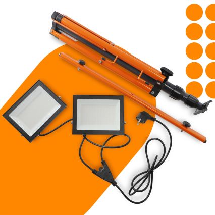Προβολέας LED με βάση 2xLED/100W/230V 4500K IP65 μαύρο/πορτοκαλί