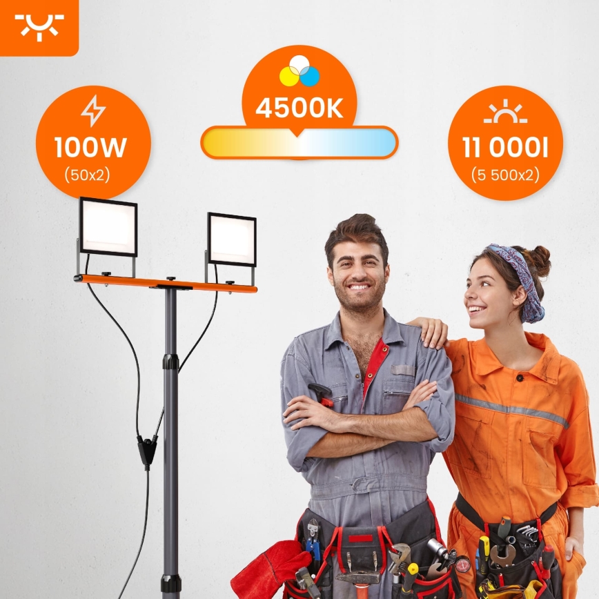 Προβολέας LED με βάση 2xLED/50W/230V 4500K IP65 μαύρο/πορτοκαλί
