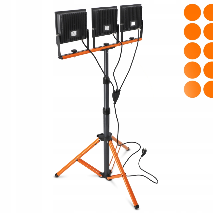 Προβολέας LED με βάση 3xLED/100W/230V 4500K IP65 μαύρο/πορτοκαλί