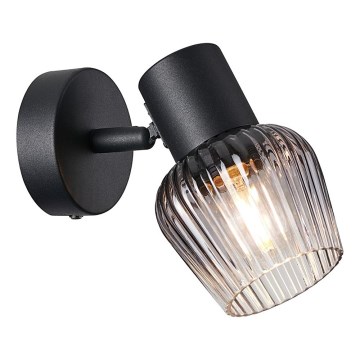 Prezent 14100 - Σποτ τοίχου OASIS 1xE27/60W/230V μαύρο/φιμέ