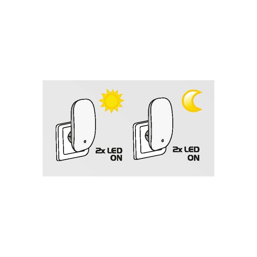Prezent 1619 - Φωτιστικό LED για πρίζα 2xLED/0,3W/230V με αισθητήρα