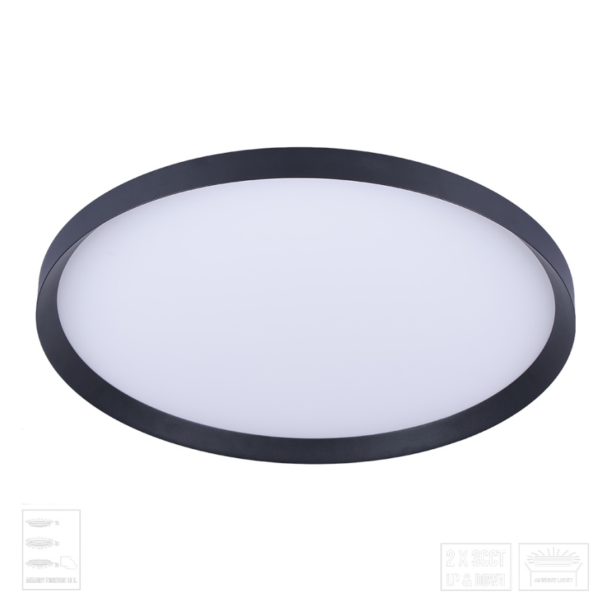 Prezent 17311 - Φωτιστικό οροφής LED ADRA LED/42W/230V + LED/13W 3000/4000/6000K διάμ. 48,5 cm μαύρο