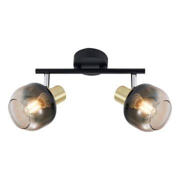 Prezent 27514 - Φωτιστικό σποτ PEGAS 2xE14/40W/230V μαύρο/φιμέ