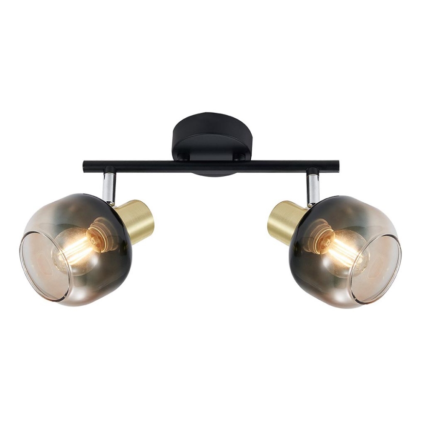 Prezent 27514 - Φωτιστικό σποτ PEGAS 2xE14/40W/230V μαύρο/φιμέ