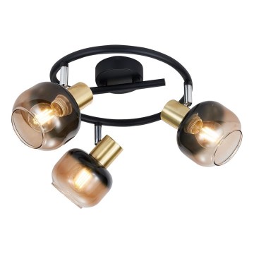 Prezent 27515 - Φωτιστικό σποτ PEGAS 3xE14/40W/230V μαύρο/φιμέ