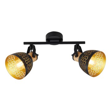 Prezent 27523 - Φωτιστικό σποτ MESCALA 2xE14/40W/230V μαύρο/Καουτσουκόδεντρο