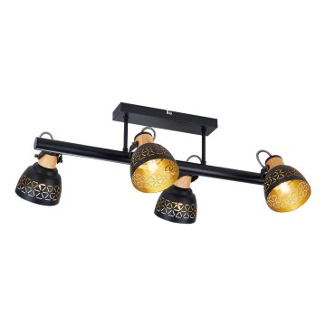 Prezent 27524 - Πλαφονιέρα οροφής MESCALA 4xE14/40W/230V μαύρο/Καουτσουκόδεντρο