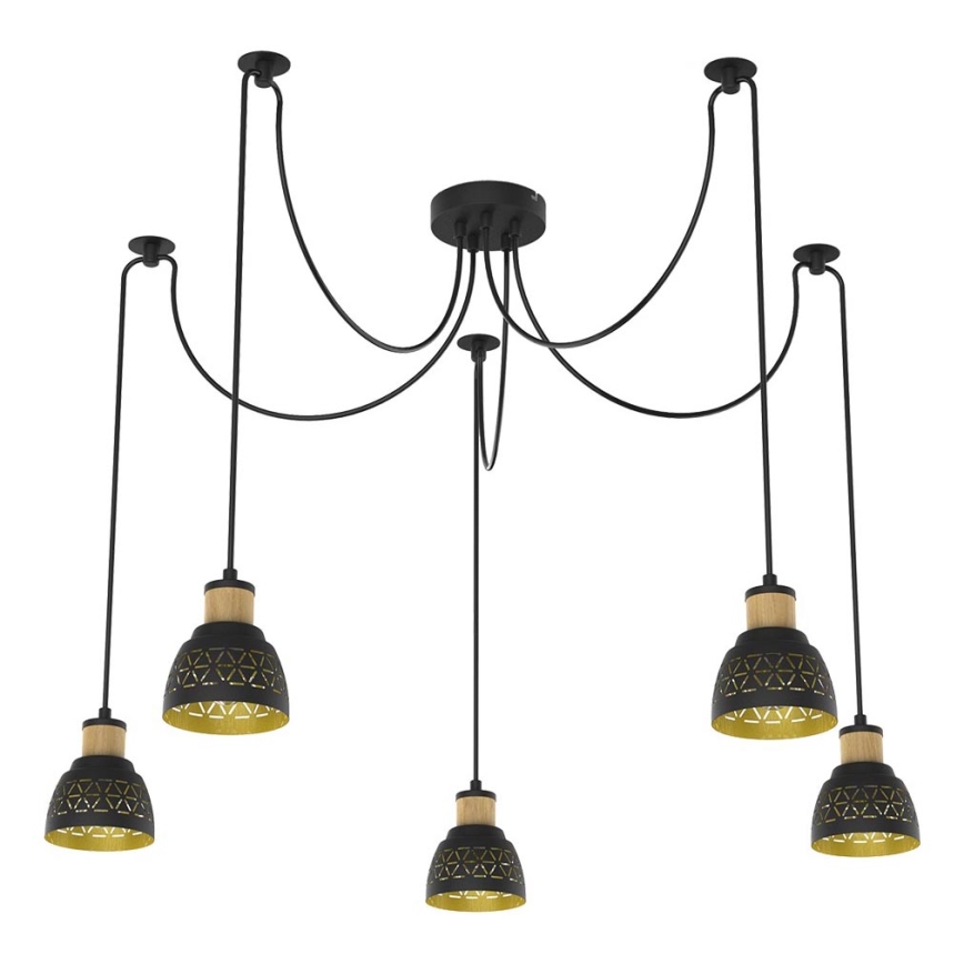 Prezent 27525 - Κρεμαστό φωτιστικό οροφής MESCALA 5xE14/40W/230V spider μαύρο/Καουτσουκόδεντρο