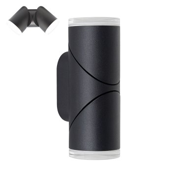 Prezent 28210A - LED Επιτοίχιο φωτιστικό σποτ εξωτερικού χώρου AKARA 2xLED/5W/230V IP65 μαύρο