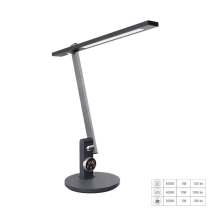 Prezent 31215 - Επιτραπέζιο φωτιστικό LED Dimmable αφής εύκαμπτο με οθόνη PUNK LED/12W/230V 3000-6500K