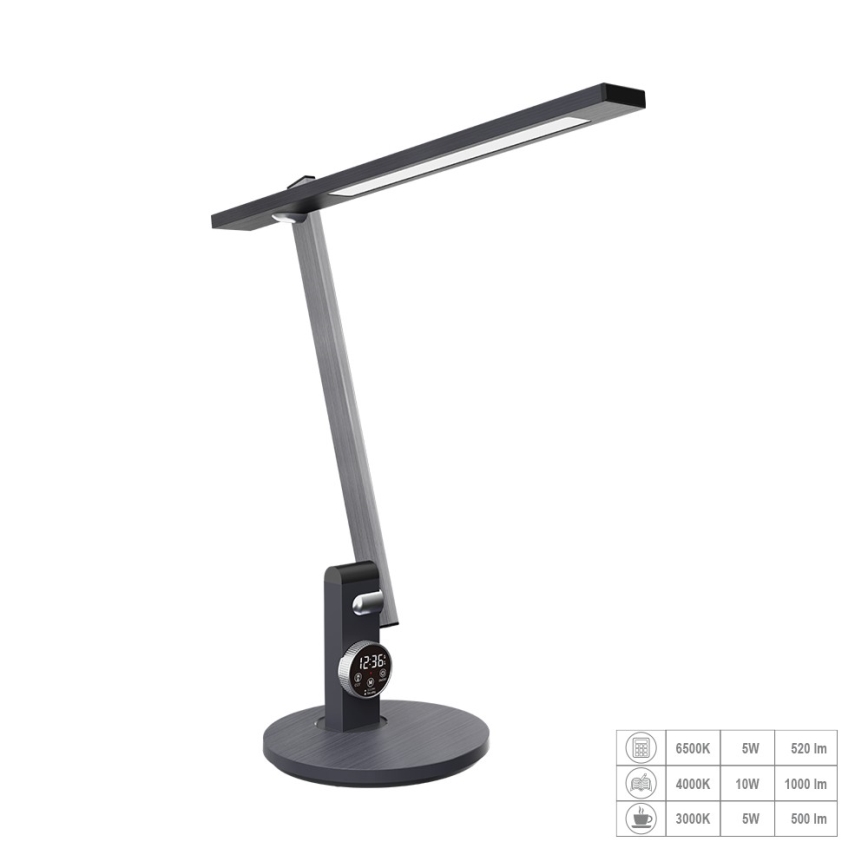 Prezent 31215 - Επιτραπέζιο φωτιστικό LED Dimmable αφής εύκαμπτο με οθόνη PUNK LED/12W/230V 3000-6500K