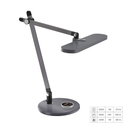 Prezent 31216 - Επιτραπέζιο φωτιστικό LED Dimmable αφής εύκαμπτο με οθόνη ZIPP LED/12W/230V 3000-6500K