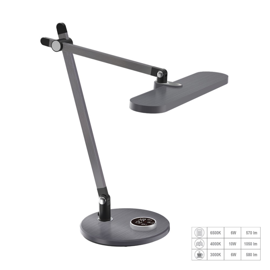 Prezent 31216 - Επιτραπέζιο φωτιστικό LED Dimmable αφής εύκαμπτο με οθόνη ZIPP LED/12W/230V 3000-6500K