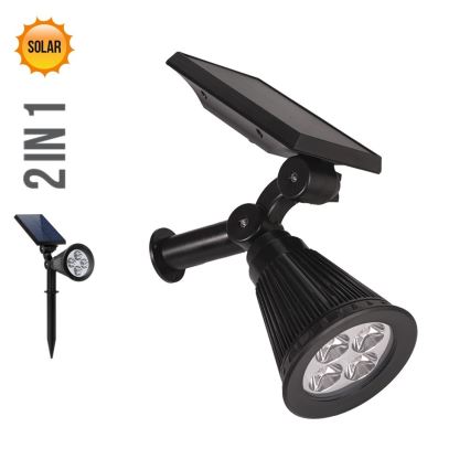 Prezent 65286 - Ηλιακό φωτιστικό LED 2 σε 1 LION LED/2W/3,7V IP44 2220 mAh