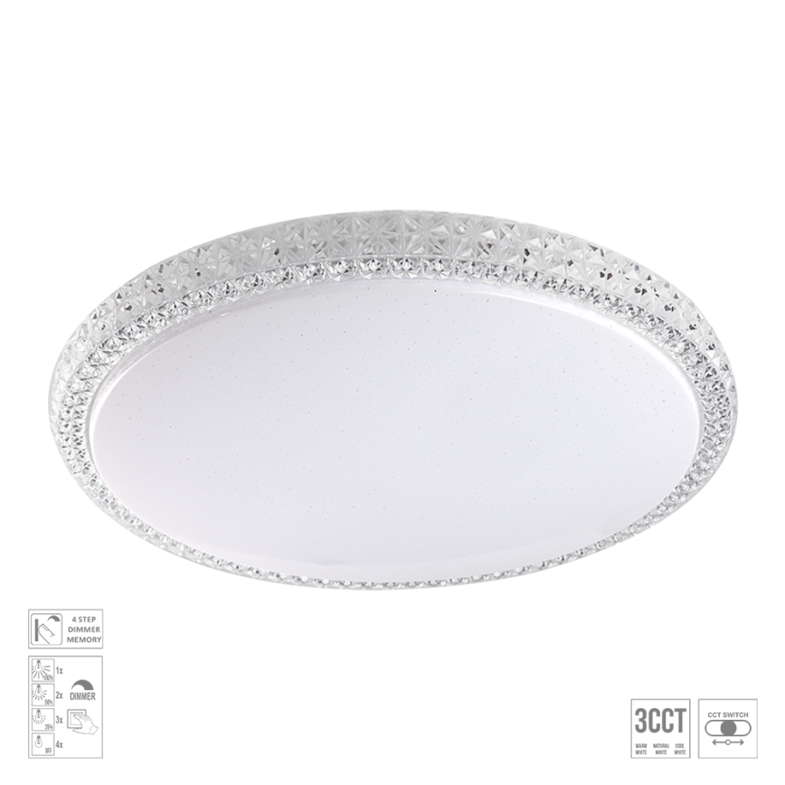 Prezent 71340 - Ρυθμιζόμενο LED φωτιστικό οροφής AMBIA LED/40W/230V 3000/4000/6500K Ø 49,5 cm διάφανο